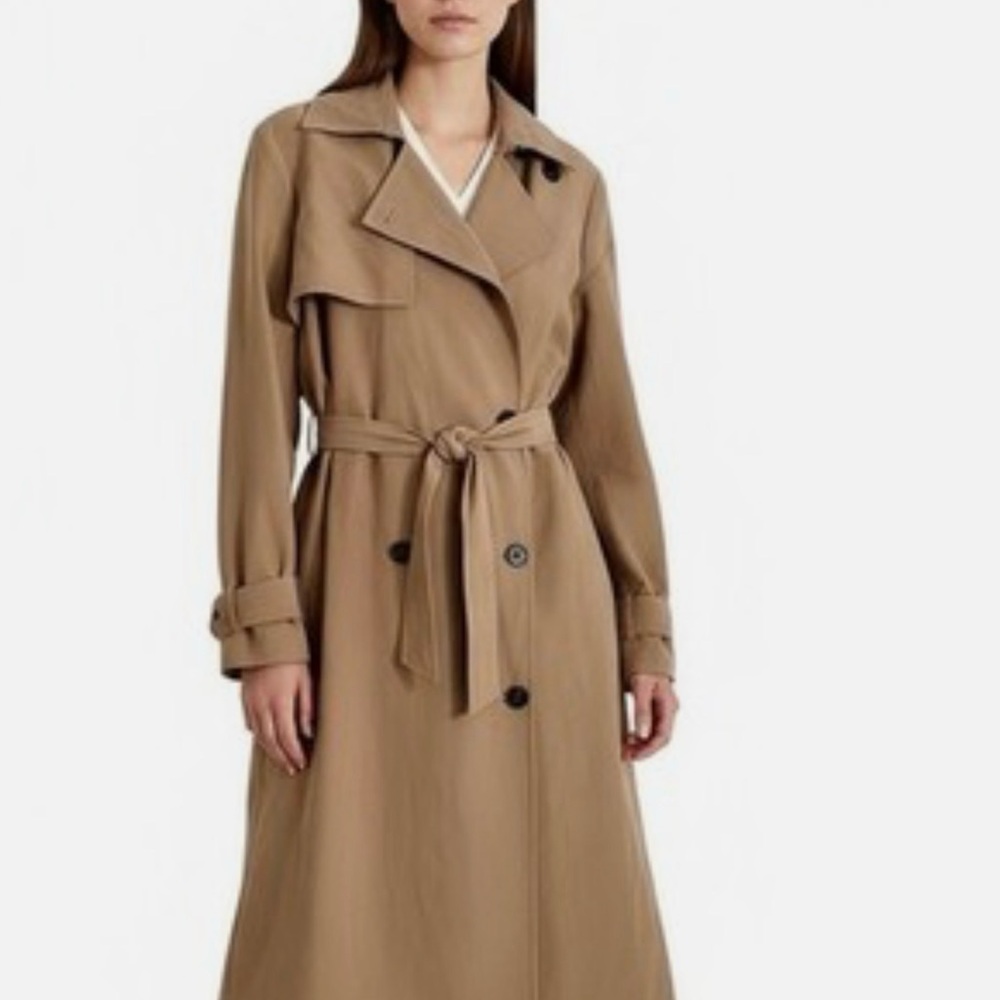 All Saints Myla Long Tan Trench Coat - Picture 2 of 8